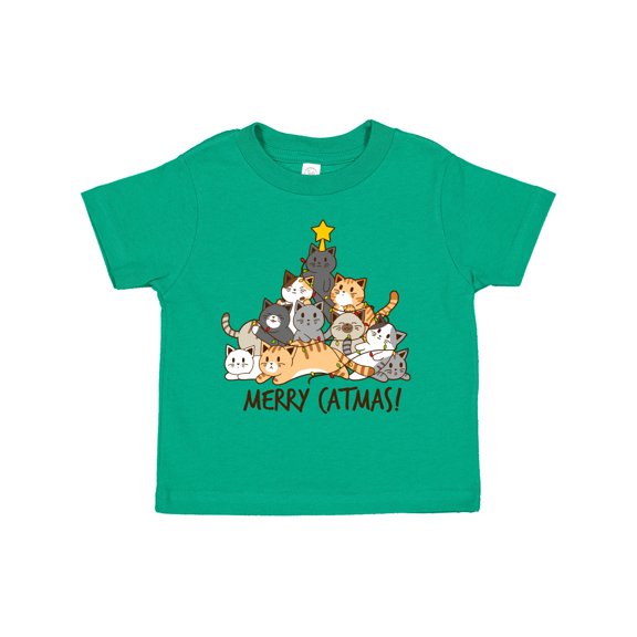 Inktastic Merry Catmas with Cat Tree and Yellow Star Boys or Girls Toddler T-Shirt