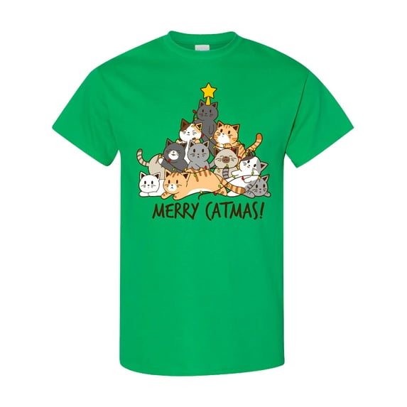 Inktastic Merry Catmas with Cat Tree and Yellow Star T-Shirt