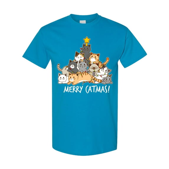 Inktastic Merry Catmas with Cat Tree and Yellow Star T-Shirt