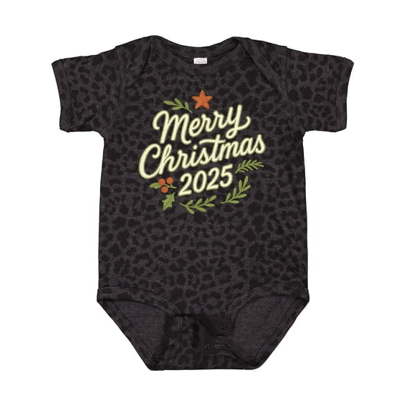 Inktastic Merry Christmas 2025 Festive Holiday Greeting Boys or Girls Baby Bodysuit