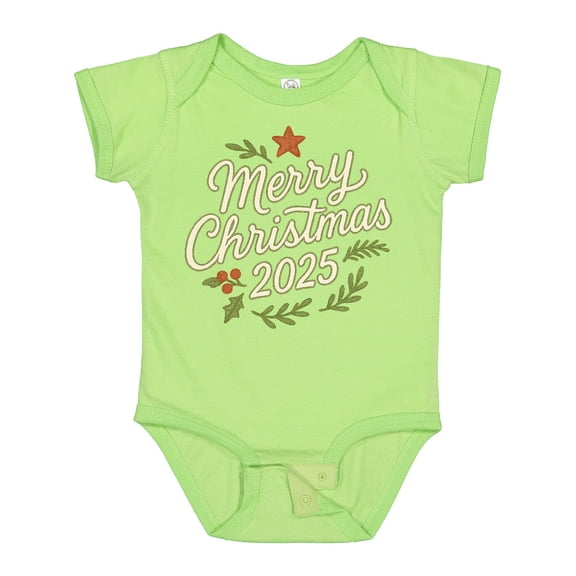 Inktastic Merry Christmas 2025 Festive Holiday Greeting Boys or Girls Baby Bodysuit