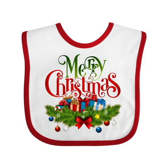 Inktastic Merry Christmas Boys or Girls Baby Bib
