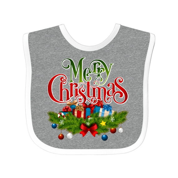 Inktastic Merry Christmas Boys or Girls Baby Bib