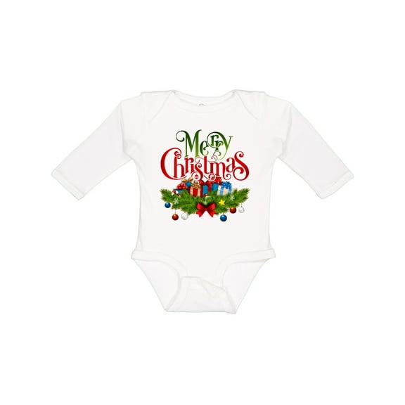 Inktastic Merry Christmas Boys or Girls Long Sleeve Baby Bodysuit