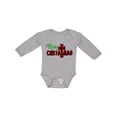 thumbnail image 1 of Inktastic Merry Christmas Buffalo Plaid Cross with Snowflakes Boys or Girls Long Sleeve Baby Bodysuit, 1 of 5