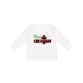 thumbnail image 1 of Inktastic Merry Christmas Buffalo Plaid Cross with Snowflakes Boys or Girls Long Sleeve Toddler T-Shirt, 1 of 5