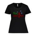 thumbnail image 1 of Inktastic Merry Christmas Buffalo Plaid Cross with Snowflakes Women's Plus Size T-Shirt, 1 of 5