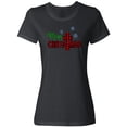 thumbnail image 1 of Inktastic Merry Christmas Buffalo Plaid Cross with Snowflakes Women's T-Shirt, 1 of 5