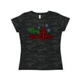 thumbnail image 1 of Inktastic Merry Christmas Buffalo Plaid Cross with Snowflakes Women's T-Shirt, 1 of 5