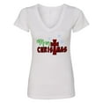 thumbnail image 1 of Inktastic Merry Christmas Buffalo Plaid Cross with Snowflakes Women's V-Neck T-Shirt, 1 of 5