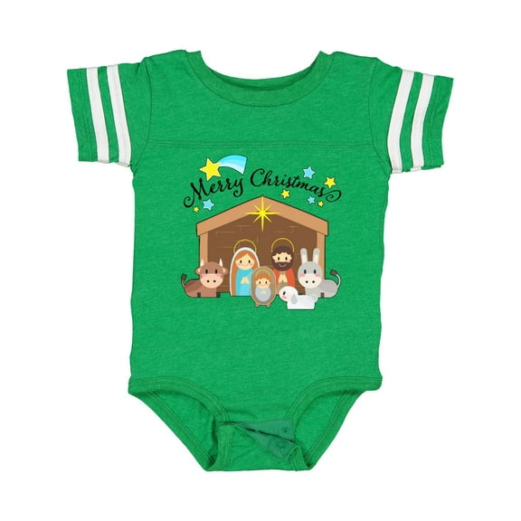 Inktastic Merry Christmas Cute Nativity Scene Boys or Girls Baby Bodysuit
