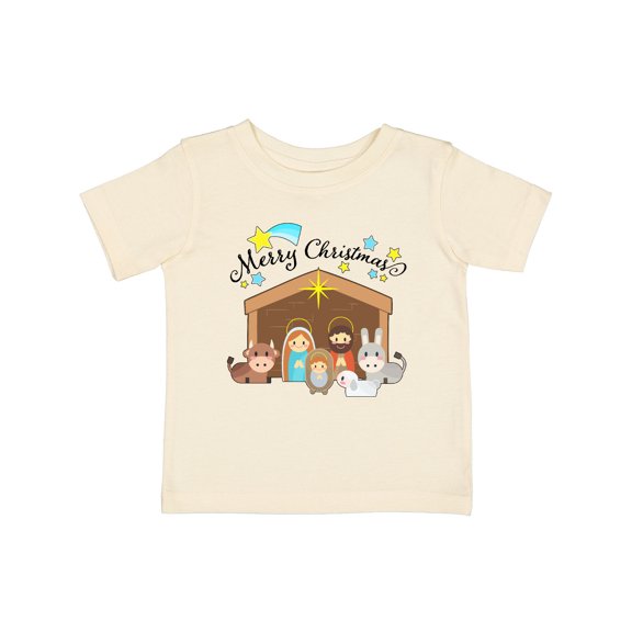 Inktastic Merry Christmas Cute Nativity Scene Boys or Girls Baby T-Shirt