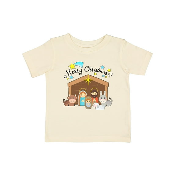 Inktastic Merry Christmas Cute Nativity Scene Boys or Girls Baby T-Shirt