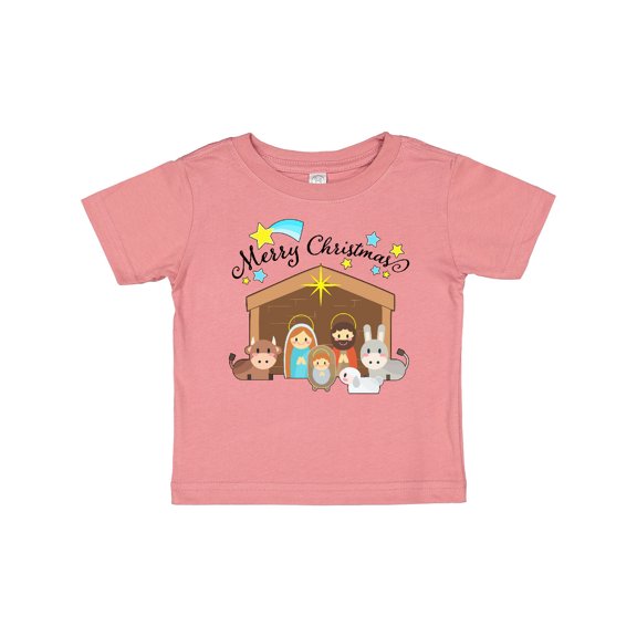 Inktastic Merry Christmas Cute Nativity Scene Boys or Girls Baby T-Shirt