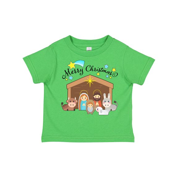 Inktastic Merry Christmas Cute Nativity Scene Boys or Girls Toddler T-Shirt
