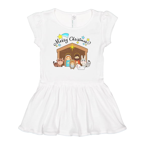 Inktastic Merry Christmas Cute Nativity Scene Girls Baby Dress