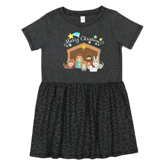 Inktastic Merry Christmas Cute Nativity Scene Girls Toddler Dress