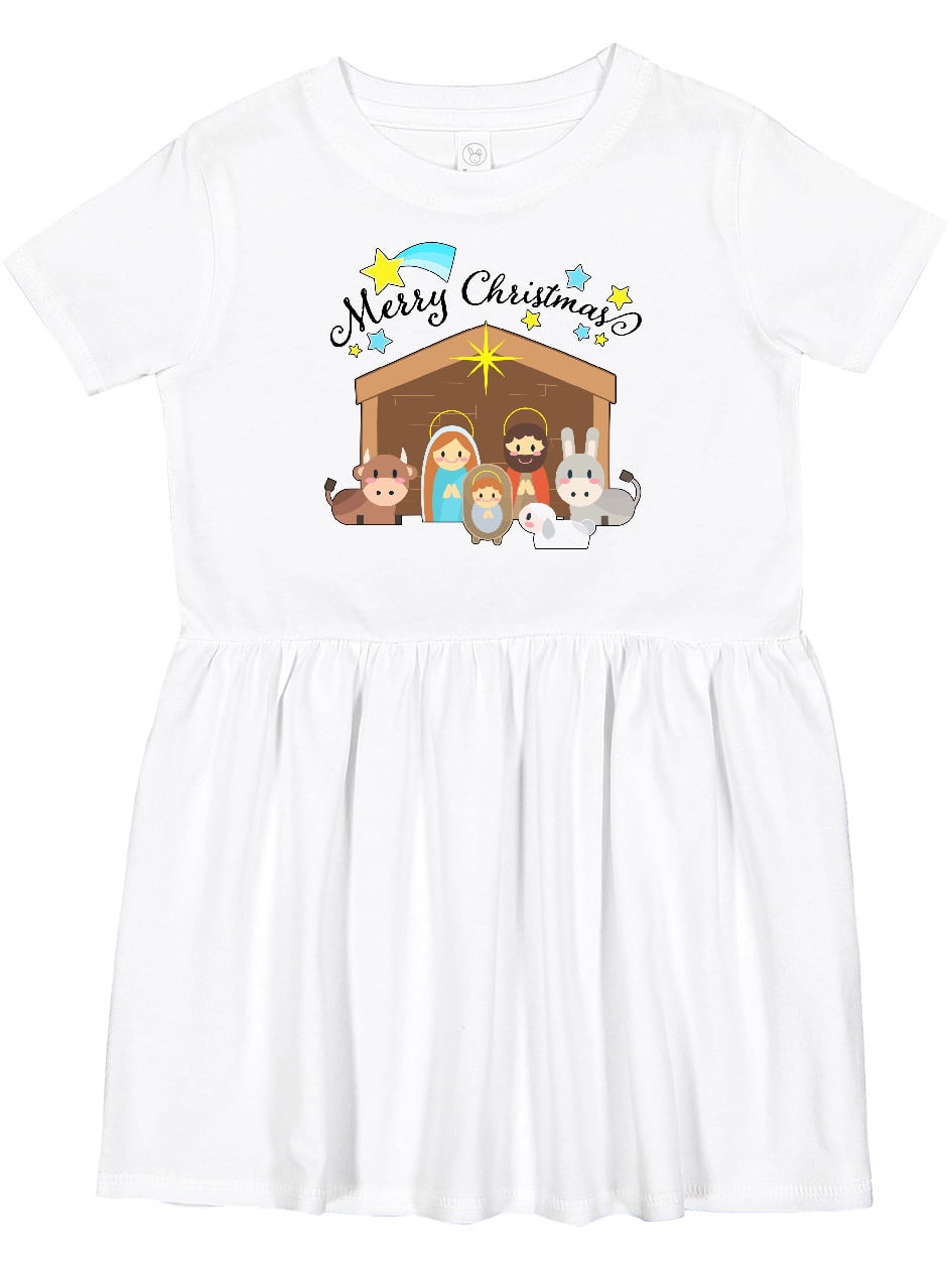 white christmas dresses Light Blue Nativity Smocked Bishop Sleeve Dress 5Y