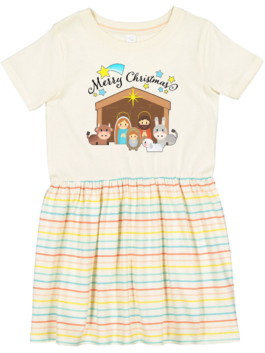 Inktastic Merry Christmas Cute Nativity Scene Girls Toddler Dress -  Walmart.com