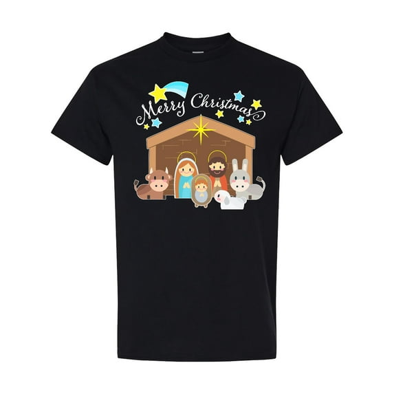 Inktastic Merry Christmas Cute Nativity Scene T-Shirt
