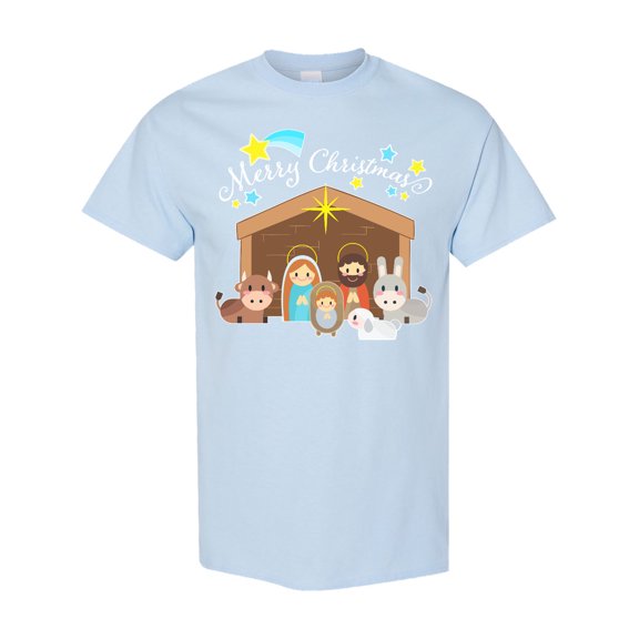Inktastic Merry Christmas Cute Nativity Scene T-Shirt