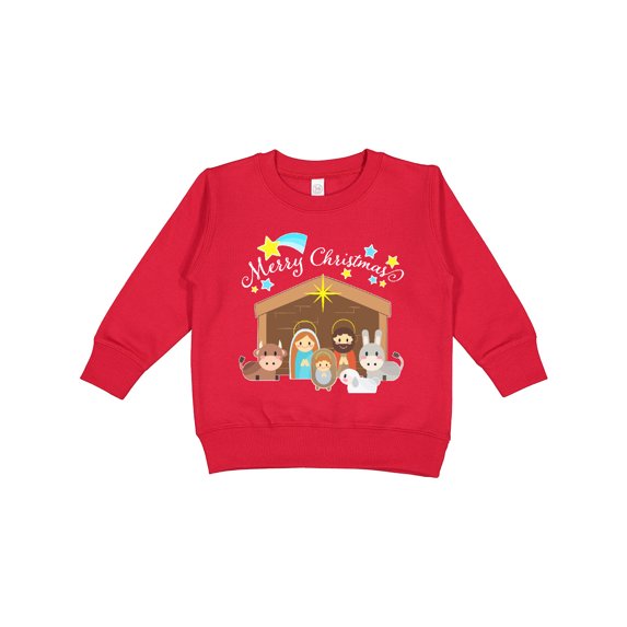 Inktastic Merry Christmas Cute Nativity Scene Toddler Sweatshirt