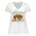 thumbnail image 1 of Inktastic Merry Christmas Cute Nativity Scene Women's Plus Size V-Neck T-Shirt, 1 of 5