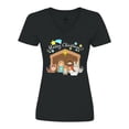 thumbnail image 1 of Inktastic Merry Christmas Cute Nativity Scene Women's V-Neck T-Shirt, 1 of 5