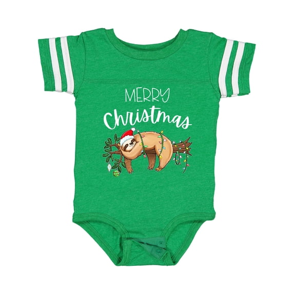 Inktastic Merry Christmas Cute Sloth with Santa Hat and Lights Boys or Girls Baby Bodysuit