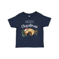 thumbnail image 1 of Inktastic Merry Christmas Cute Sloth with Santa Hat and Lights Boys or Girls Baby T-Shirt, 1 of 5