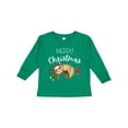 thumbnail image 1 of Inktastic Merry Christmas Cute Sloth with Santa Hat and Lights Boys or Girls Long Sleeve Toddler T-Shirt, 1 of 5