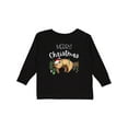 thumbnail image 1 of Inktastic Merry Christmas Cute Sloth with Santa Hat and Lights Boys or Girls Long Sleeve Toddler T-Shirt, 1 of 5