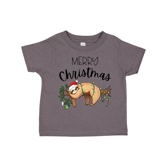 Inktastic Merry Christmas Cute Sloth with Santa Hat and Lights Boys or Girls Toddler T-Shirt