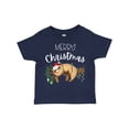 thumbnail image 1 of Inktastic Merry Christmas Cute Sloth with Santa Hat and Lights Boys or Girls Toddler T-Shirt, 1 of 5
