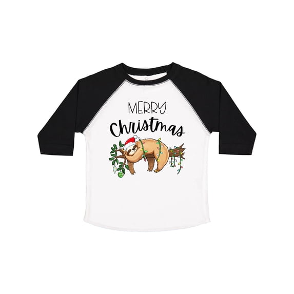 Inktastic Merry Christmas Cute Sloth with Santa Hat and Lights Boys or Girls Toddler T-Shirt