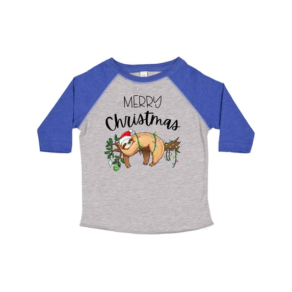 Inktastic Merry Christmas Cute Sloth with Santa Hat and Lights Boys or Girls Toddler T-Shirt