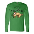 thumbnail image 1 of Inktastic Merry Christmas Cute Sloth with Santa Hat and Lights Long Sleeve T-Shirt, 1 of 5