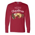 thumbnail image 1 of Inktastic Merry Christmas Cute Sloth with Santa Hat and Lights Long Sleeve T-Shirt, 1 of 5