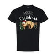 thumbnail image 1 of Inktastic Merry Christmas Cute Sloth with Santa Hat and Lights T-Shirt, 1 of 5