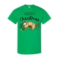 thumbnail image 1 of Inktastic Merry Christmas Cute Sloth with Santa Hat and Lights T-Shirt, 1 of 5
