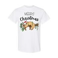 thumbnail image 1 of Inktastic Merry Christmas Cute Sloth with Santa Hat and Lights T-Shirt, 1 of 5