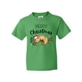 thumbnail image 1 of Inktastic Merry Christmas Cute Sloth with Santa Hat and Lights Youth T-Shirt, 1 of 5