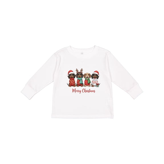 Inktastic Merry Christmas Dachshund Dogs Boys or Girls Long Sleeve Toddler T-Shirt