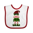 thumbnail image 1 of Inktastic Merry Christmas Elf in Red and Green Plaid Boys or Girls Baby Bib, 1 of 4