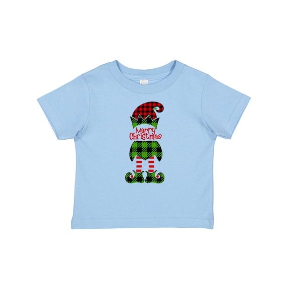 Inktastic Merry Christmas Elf in Red and Green Plaid Boys or Girls Baby T-Shirt