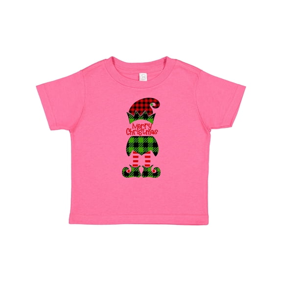 Inktastic Merry Christmas Elf in Red and Green Plaid Boys or Girls Baby T-Shirt