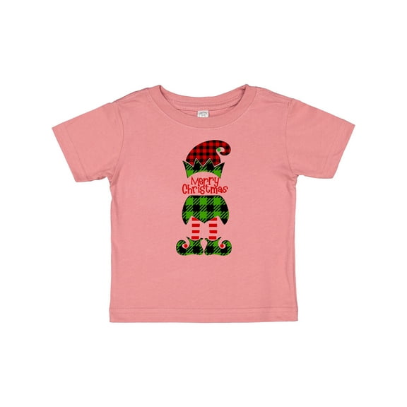 Inktastic Merry Christmas Elf in Red and Green Plaid Boys or Girls Baby T-Shirt