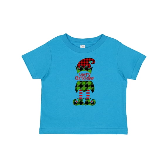 Inktastic Merry Christmas Elf in Red and Green Plaid Boys or Girls Baby T-Shirt
