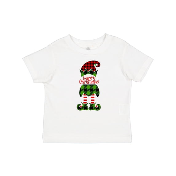 Inktastic Merry Christmas Elf in Red and Green Plaid Boys or Girls Baby T-Shirt