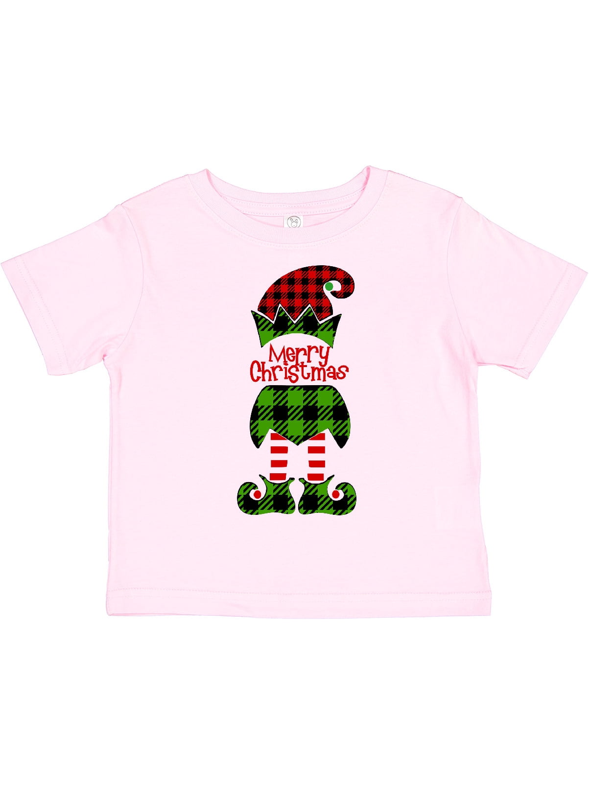 Inktastic Merry Christmas Elf in Red and Green Plaid Boys or Girls Toddler T-Shirt